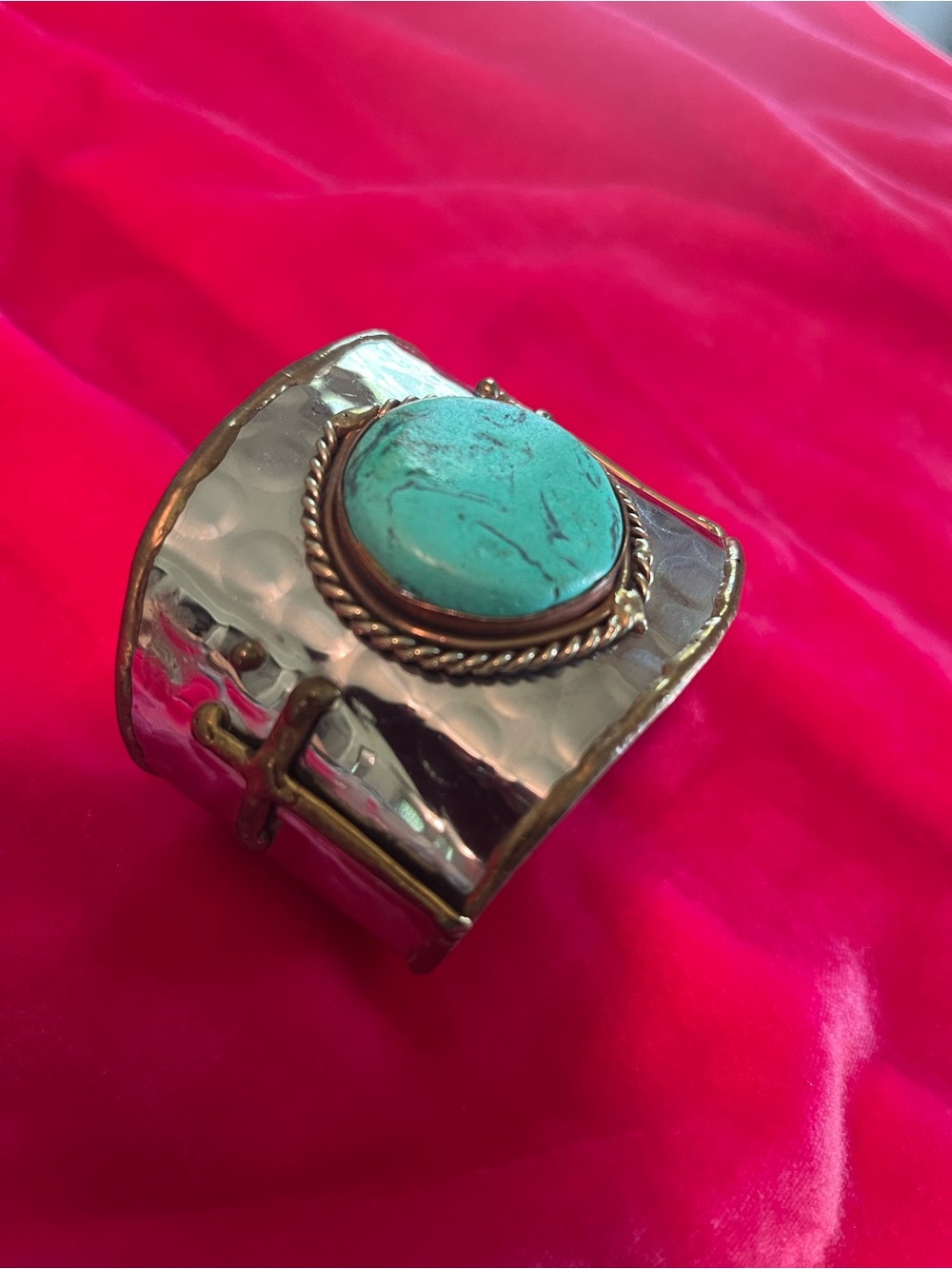 Cuff Bracelet with Turquoise Stone - Picture 2 of 4